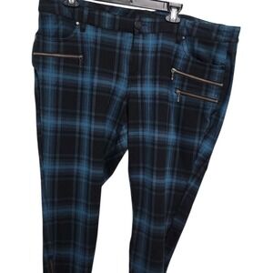 Torrid Plus Size Blue Plaid Skinny Pants with Zipper Detail Punk Rock Goth